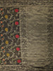 Antique Charcoal Black with Multicolor Floral Zari Woven Design Pure Banarasi Saree with Zari Border