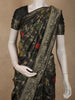 Antique Charcoal Black with Multicolor Floral Zari Woven Design Pure Banarasi Saree with Zari Border