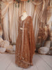 Antique Copper Brown Floral Vine Sequins and Beads Embroidered Design Net Bridal Lehenga with Matching Dupatta