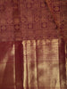 Antique Copper Maroon Geometric Zari Woven Design Pure Kanchipuram Silk Bridal Wear Saree with Matching Grand Gold Zari Border