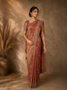 Antique Copper Peach Floral Zari Woven Design Tissue Banarasi Designer Saree with Designer Border