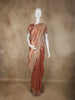 Antique Copper Peach Floral Zari Woven Design Tissue Banarasi Designer Saree with Designer Border
