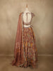 Antique Dusty Rose Brown Floral Printed and Beads Embroidered Design Georgette Bridesmaid Lehenga with Dupatta