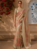 Antique Geometric Floral Vine Zari Woven Design Pure Tussar Saree with Thread Work Border