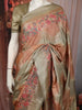 Antique Geometric Floral Vine Zari Woven Design Pure Tussar Saree with Thread Work Border