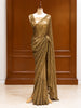 Antique Gold All Over Heavy Sequins and Beads Embroidered Design Net Party Wear Saree with Scalloped Designer Border