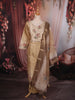 Antique Gold Beige Floral Thread Embroidered Design Tissue Straight Cut Salwar Suit