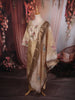 Antique Gold Beige Floral Thread Embroidered Design Tissue Straight Cut Salwar Suit