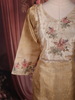 Antique Gold Beige Floral Thread Embroidered Design Tissue Straight Cut Salwar Suit