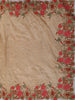 Antique Gold Brown Floral Thread Embroidered Design Crushed Tissue Party Wear Saree with Thread Work Border