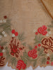 Antique Gold Brown Floral Thread Embroidered Design Crushed Tissue Party Wear Saree with Thread Work Border