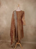 Antique Gold Brown Floral Zari Embroidered Design Tissue Organza Salwar Suit with Dupatta