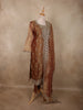 Antique Gold Brown Floral Zari Embroidered Design Tissue Organza Salwar Suit with Dupatta