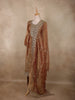 Antique Gold Brown Floral Zari Embroidered Design Tissue Organza Salwar Suit with Dupatta