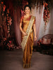 Antique Gold Floral Butta Zari Woven Design Tissue Organza Fancy Saree with Stone Work Border