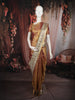 Antique Gold Floral Butta Zari Woven Design Tissue Organza Fancy Saree with Stone Work Border