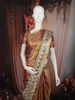 Antique Gold Floral Butta Zari Woven Design Tissue Organza Fancy Saree with Stone Work Border