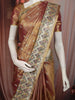 Antique Gold Floral Butta Zari Woven Design Tissue Organza Fancy Saree with Stone Work Border