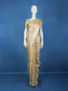 Antique Gold Floral Design Semi Tissue Saree