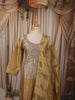Antique Gold Floral Sequins Embroidered Design Tissue Silk Straight Cut Salwar Suit with Matching Designer Dupatta