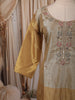 Antique Gold Floral Sequins Embroidered Design Tissue Silk Straight Cut Salwar Suit with Matching Designer Dupatta