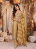 Antique Gold Floral Sequins Embroidered Design Tissue Silk Straight Cut Salwar Suit with Matching Designer Dupatta