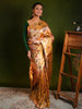Antique Gold Floral Vine Zari Woven Design Pure Kanchipuram Silk Bridal Saree with Floral Zari Border