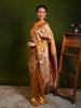 Antique Gold Floral Vine Zari Woven Design Pure Kanchipuram Silk Bridal Saree with Floral Zari Border