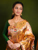 Antique Gold Floral Vine Zari Woven Design Pure Kanchipuram Silk Bridal Saree with Floral Zari Border