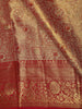 Antique Gold Floral Vine Zari Woven Design Pure Kanchipuram Silk Saree with Contrast Zari Border