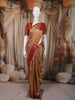 Antique Gold Floral Vine Zari Woven Design Pure Kanchipuram Silk Saree with Contrast Zari Border