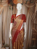 Antique Gold Floral Vine Zari Woven Design Pure Kanchipuram Silk Saree with Contrast Zari Border