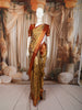 Antique Gold Floral Vine Zari Woven Design Pure Tissue Kanchipuram Silk Saree with Contrast Zari Border