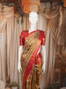 Antique Gold Floral Vine Zari Woven Design Pure Tissue Kanchipuram Silk Saree with Contrast Zari Border