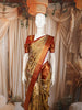 Antique Gold Floral Vine Zari Woven Design Pure Tissue Kanchipuram Silk Saree with Contrast Zari Border