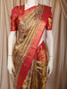 Antique Gold Floral Vine Zari Woven Design Pure Tissue Kanchipuram Silk Saree with Contrast Zari Border