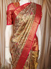 Antique Gold Floral Vine Zari Woven Design Pure Tissue Kanchipuram Silk Saree with Contrast Zari Border