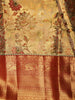 Antique Gold Floral Vine Zari Woven Design Pure Tissue Kanchipuram Silk Saree with Contrast Zari Border