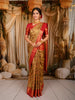 Antique Gold Floral Vine Zari Woven Design Pure Tissue Kanchipuram Silk Saree with Contrast Zari Border