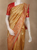 Antique Gold Floral Zari Woven Design Pure Kanchipuram Silk Saree with Contrast Zari Border