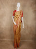 Antique Gold Floral Zari Woven Design Pure Kanchipuram Silk Saree with Contrast Zari Border