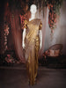 Antique Gold Floral Zari Woven Design Pure Kanchipuram Silk Saree with Zari Border