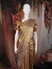 Antique Gold Floral Zari Woven Design Pure Kanchipuram Silk Saree with Zari Border