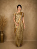 Antique Gold Floral Zari Woven Design Tissue Silk Saree with Designer Border
