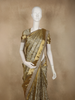 Antique Gold Floral Zari Woven Design Tissue Silk Saree with Designer Border