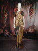 Antique Gold Geometric Woven Tissue Silk Saree with Contrast Floral Border