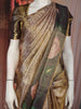 Antique Gold Geometric Woven Tissue Silk Saree with Contrast Floral Border