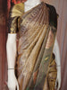 Antique Gold Geometric Woven Tissue Silk Saree with Contrast Floral Border