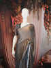 Antique Gold Grey Abstract Stone Embellished Design Crushed Fancy Saree with Designer Border