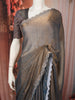 Antique Gold Grey Abstract Stone Embellished Design Crushed Fancy Saree with Designer Border